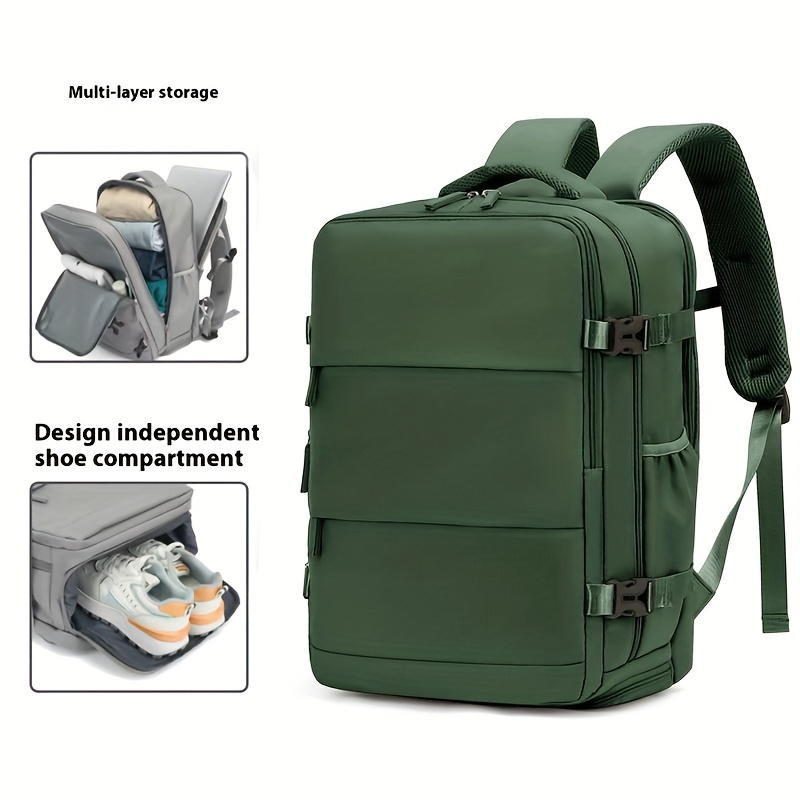 lightweight 40l airline approved travel backpack for 17 laptop compartment independent shoe storage adjustable straps multiple compartments durable polyester white travel luggage organized compartments professional luggage reinforced stitching college students Product details 10