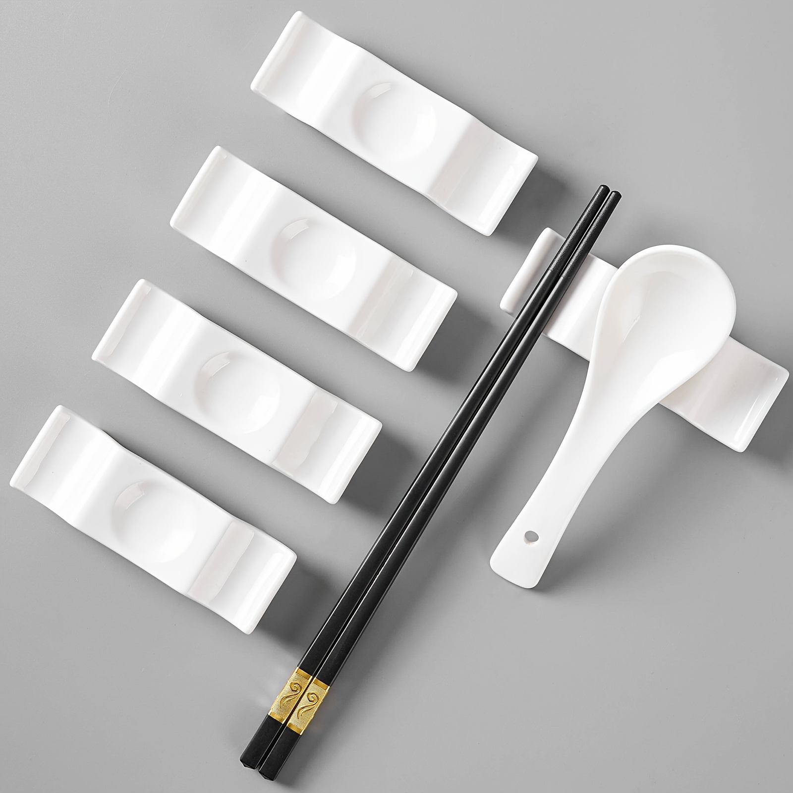 5pcs Ceramic Three-purpose Chopstick Holder, , Household Kitchenware/high-end Restaurant