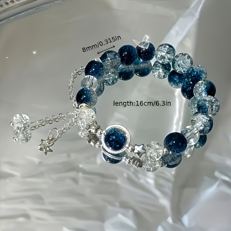 Sparkling Star Pendant Beaded Bracelet Adjustable