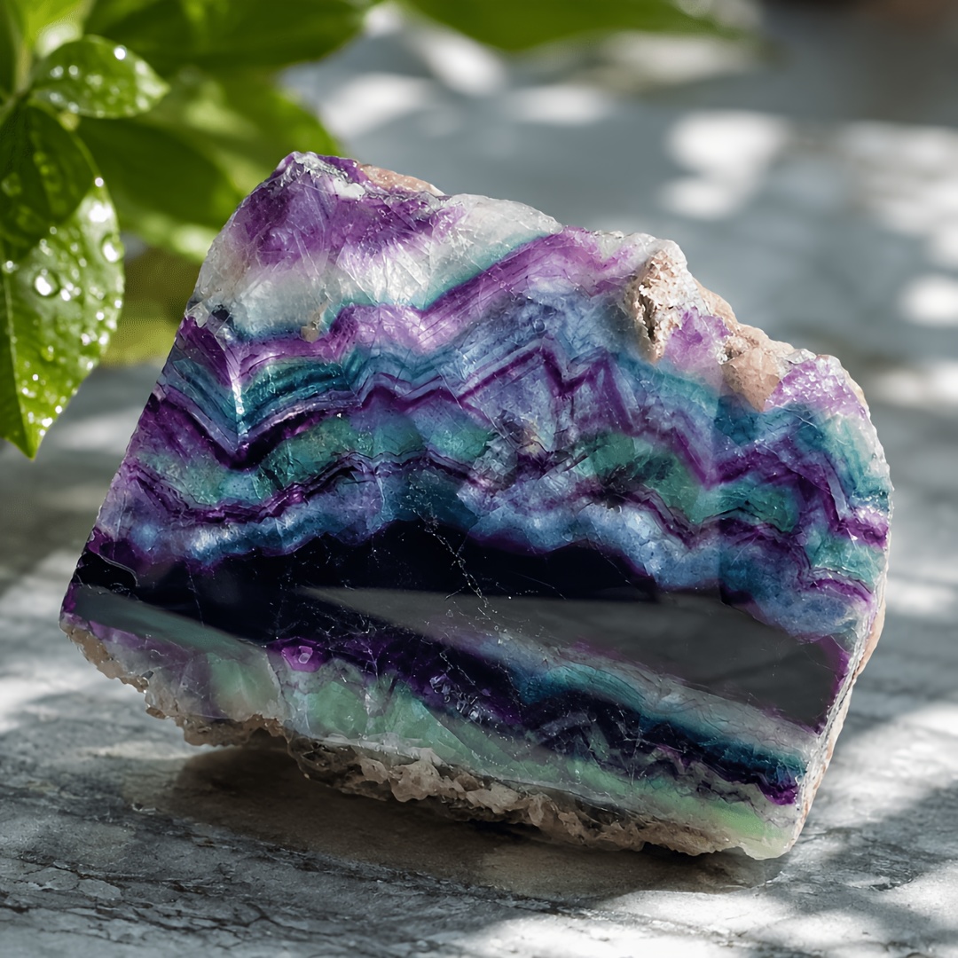 TEMU 1pc Natural Fluorite Crystal , Iridescent Multicolor Fluorite, Decor, High-end Collectibles, Birthday Gift, Scene Decor, Tabletop Decor, Dining