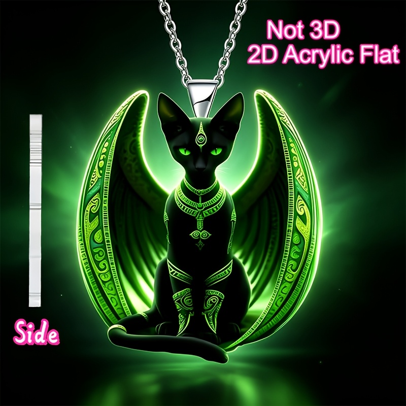 Cute Winged Kitten Necklace Pendant, Acrylic Charm