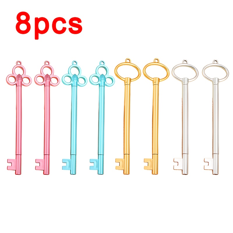 4pcs/8pcs Creative Neuter Pen, Neuter Pen, Retro Key Shape Neuter Pen, Writing, , , New Year Gift