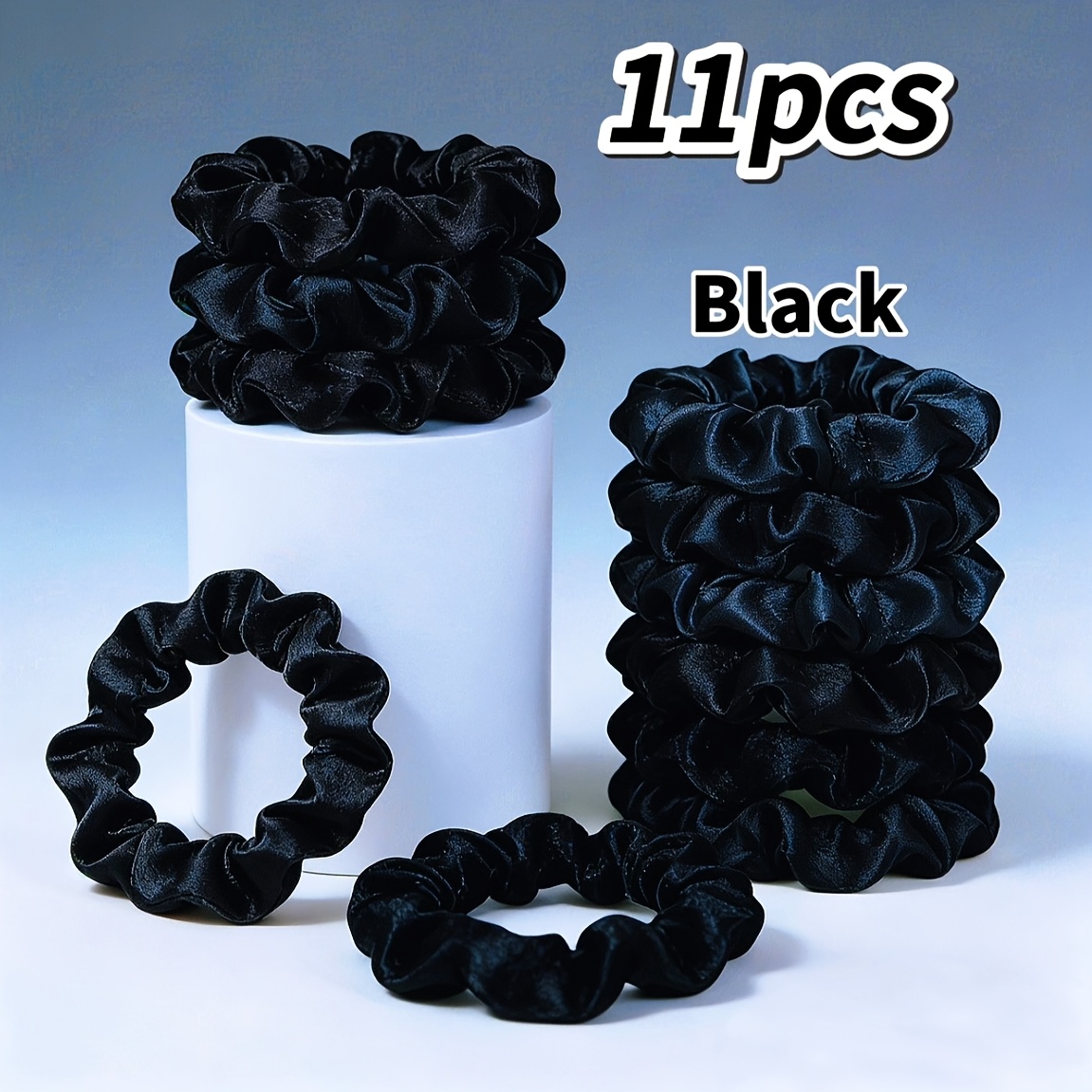 Image of 11pcs Elegant, Easy, Exquisite, High-end Black Hair Tie, New High-elastic Durable Headwear, Does Not Hurt Hair Tie
