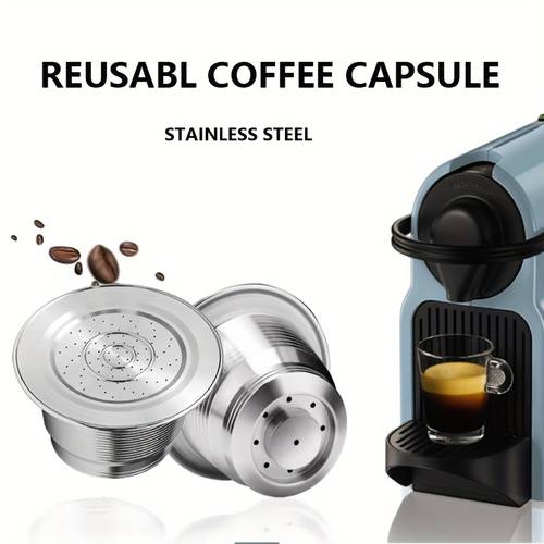 reusable stainless steel espresso capsules compatible with machines refillable coffee pods coffee filter cup with lid compatible barista tools for home use no electricity needed accessories brewing sleek metallic design materials