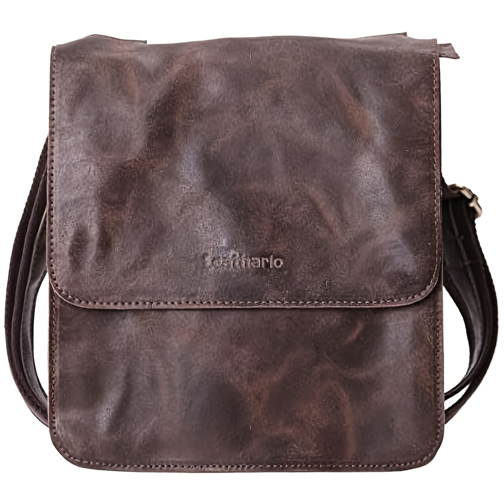 Image of Leathario Men's Genuine Leather Crossbody Bag, Genuine Leather Single-shoulder Bag, Large-capacity Men's Bag, Suitable For Daily, Casual And Work, For , Perfect For As A Present, Local Warehouse