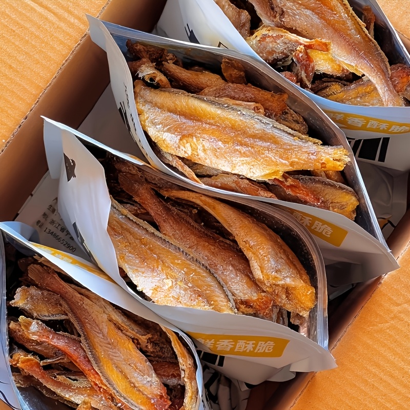 商品图片 五包装整鱼零食——酥脆黄鱼片，即食亚洲海鲜小吃（每包30克）——适合鱼类爱好者与便捷享用