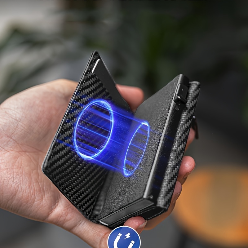 Portofel bărbătesc cu suport automat pentru carduri din metal, -furt RFID, suport pentru card de identitate, stil de afaceri