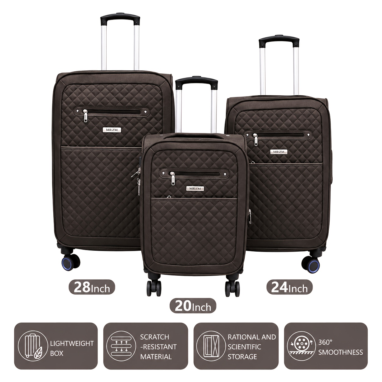20in 24in 28in Three-piece Expandable Cloth Suitcase, Trolley Case, Compatible, Large Capacity Multi-functional Suitcase With Swivel Wheels (easy To Move)