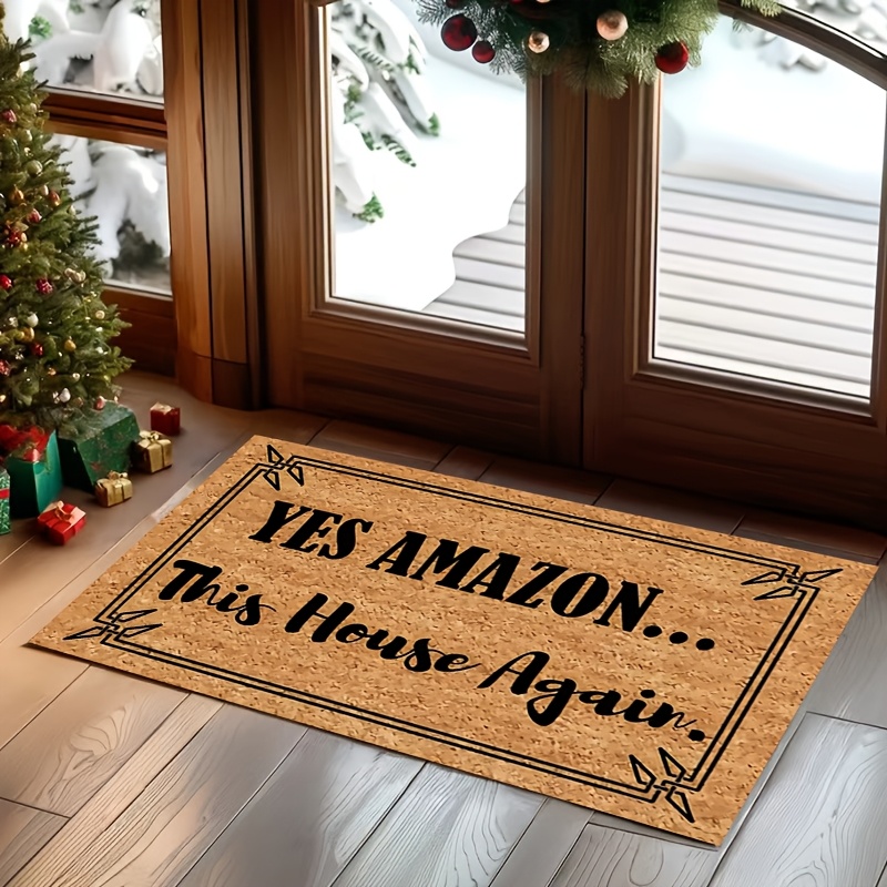 

1pc "yes This " Welcome Doormat - Stain Resistant, Non-slip, Washable Polyester Mat For Home Decor, Gift, Machine Made Rectangle Entryway Rug