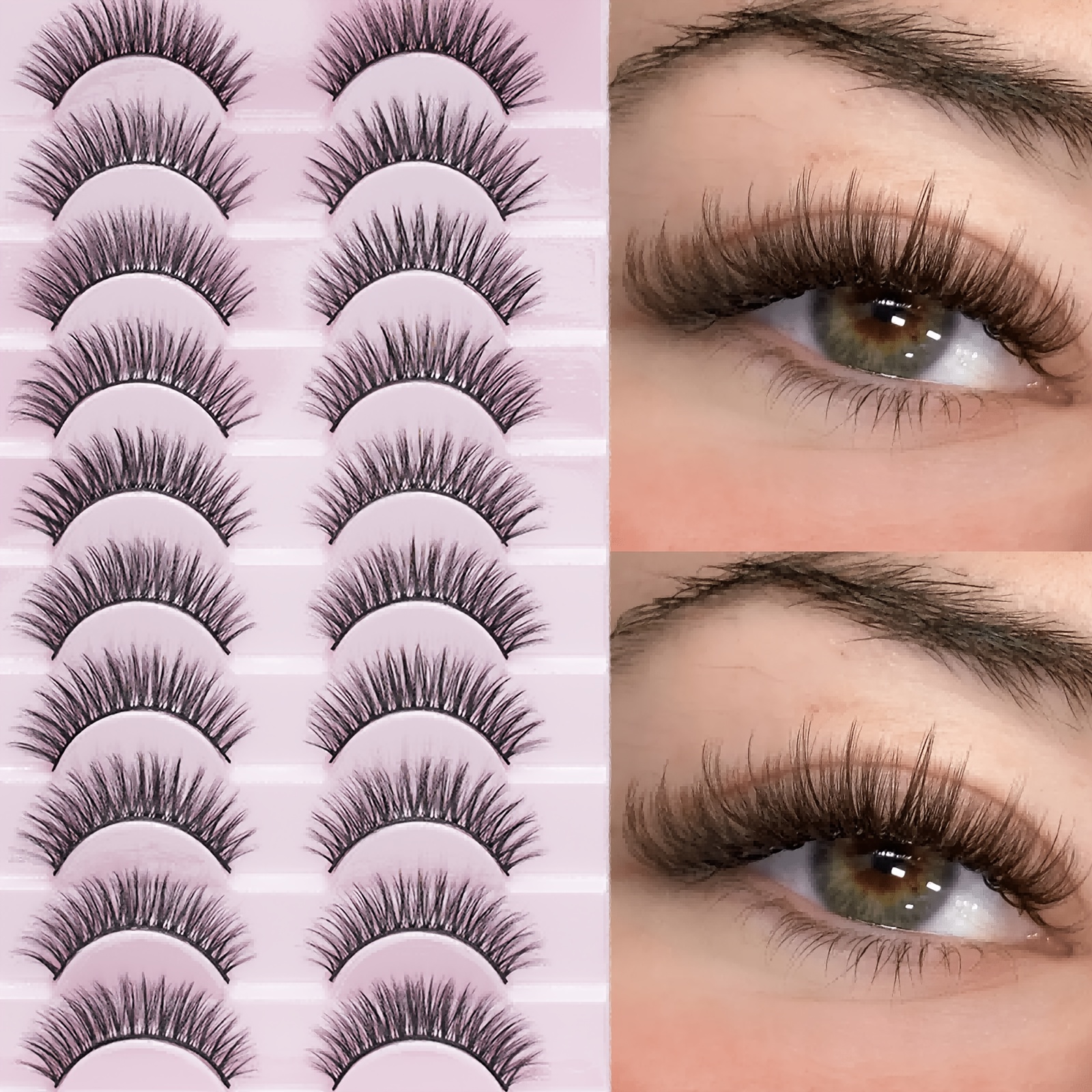 TEMU 10 Pairs Fine Lightweight Eyelashes Natural Realistic Hair-like Lashes Comfortable Wear