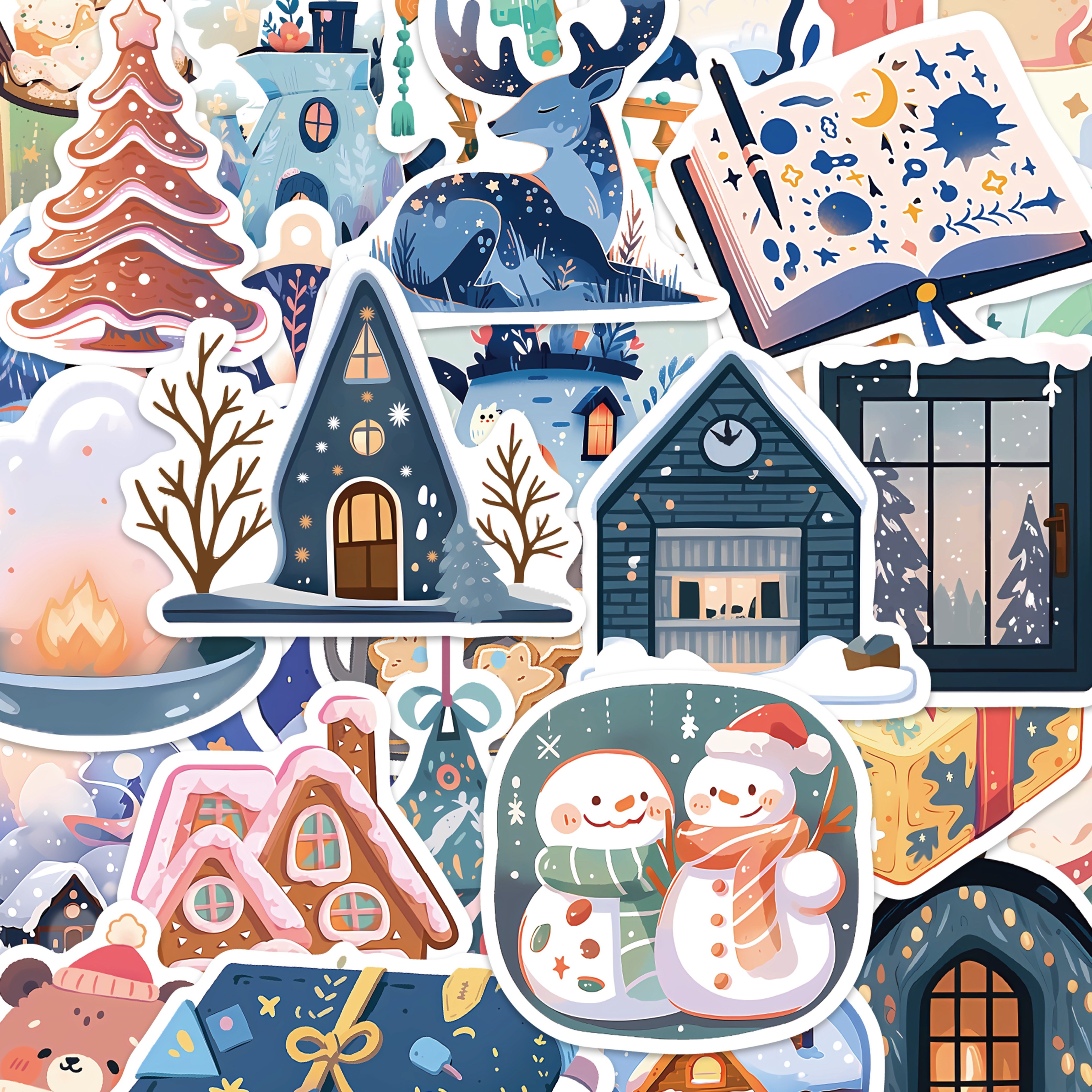 

50pcs Ywwbld Winter Stickers - Matte Pvc, Cartoon-themed Decals For Laptops, Luggage, Phone Cases & More - Christmas & Thanksgiving Decorations, Christmas Stickers