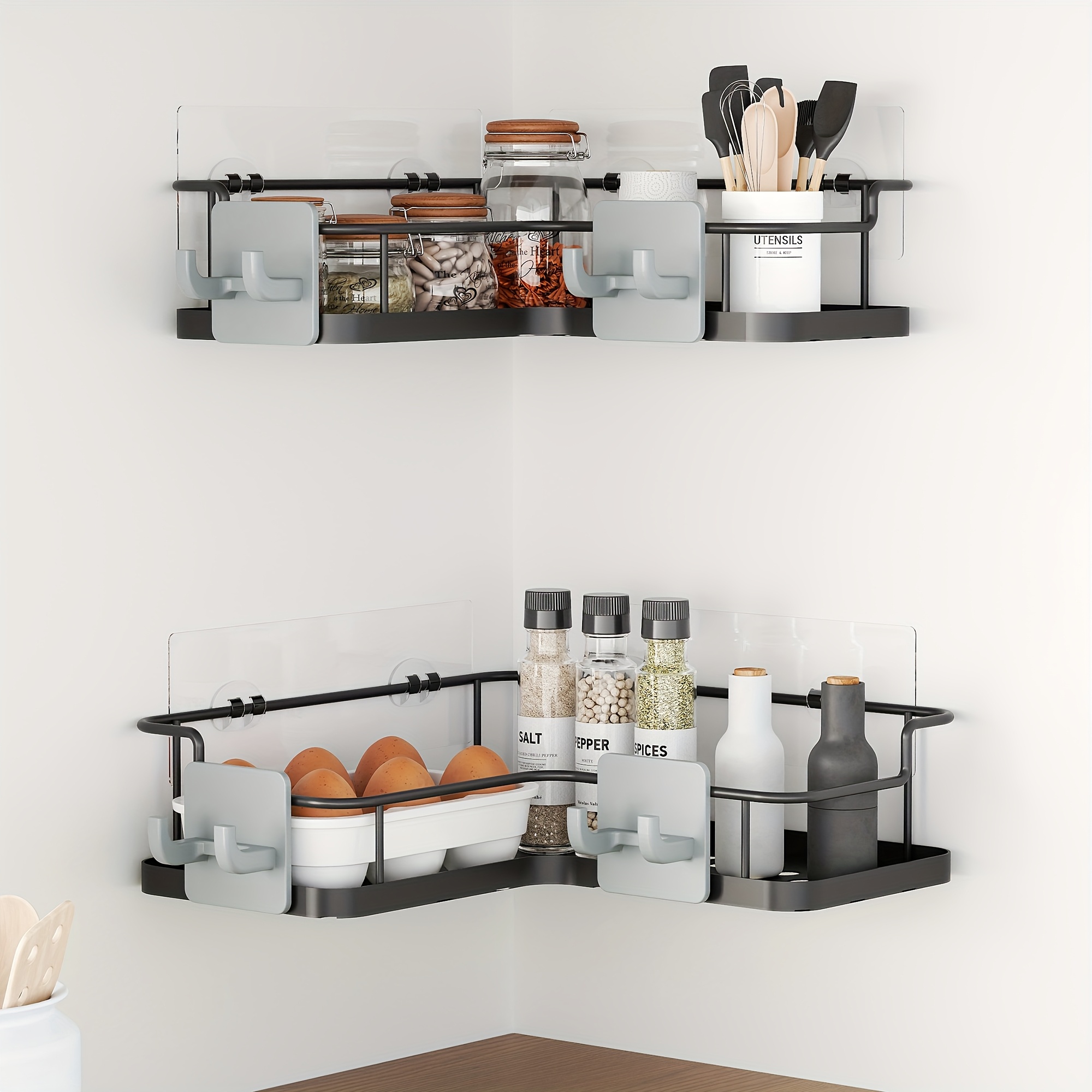 plåtnätshörnhylla med 4 avtagbara krokar – - Temu Sweden