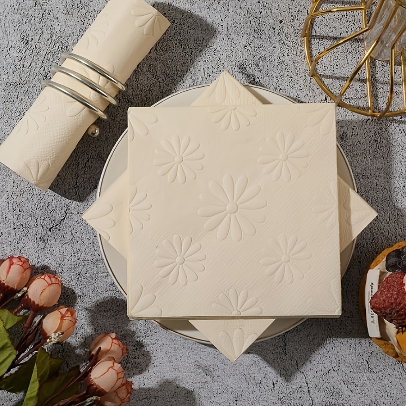TEMU 20pcs New 3d Embossed Printing Disposable Napkins, Available, Soft And Portable Napkins, Suitable For Travel, Anniversary, Graduation Ceremony,