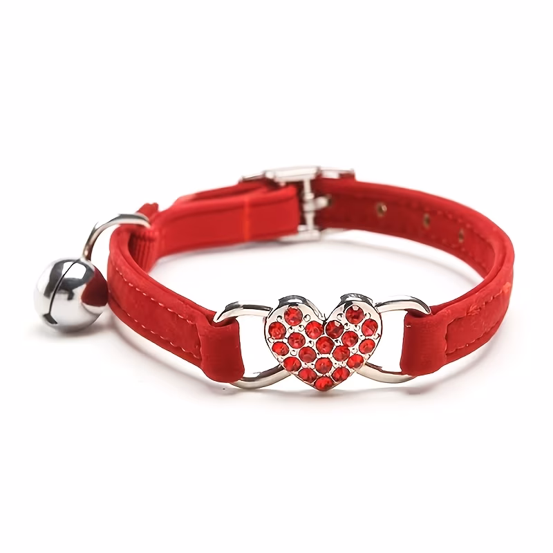pet collar with heart and flocked cat collar with necklace cat collar Product details 3