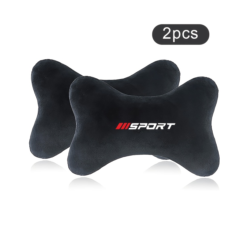 TEMU 2pcs Set - Sport Style Themed Logo, Compatible With 99% Of Car Seat Headrests And Neck Pillows, For Neck Support, Soft, Comfortable, And