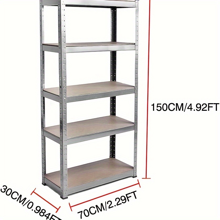 TEMU 5 Tier Adjustable Shelving Shelf Racking Unit Storage Rack Display Shelves, 150x70x30cm Heavy Duty Shelving Units, Metal Shelves Boltless Rack