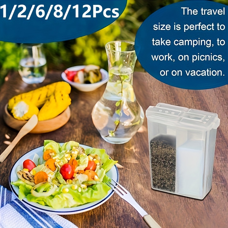 1 2 6 8 12pcs   and pepper seasoning bottles transparent plastic picnic bbq spice jars with lids travel shakers