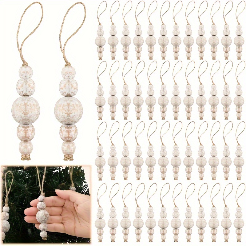 

Bohemian Wooden Bead Garland - 6/12pcs Farmhouse Christmas Tree Ornaments, Easy-hang Rustic Holiday Decor For Home & Wall, Best For Christmas