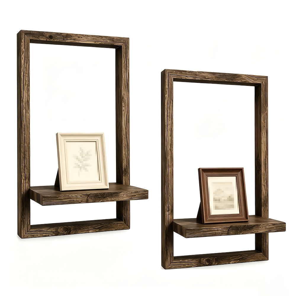TEMU 2pcs Large Size Wooden Wall Shelf, , Suitable For Decor, Wall Storage, Perfect For Small Spaces, Display For Books And Decorative Items
