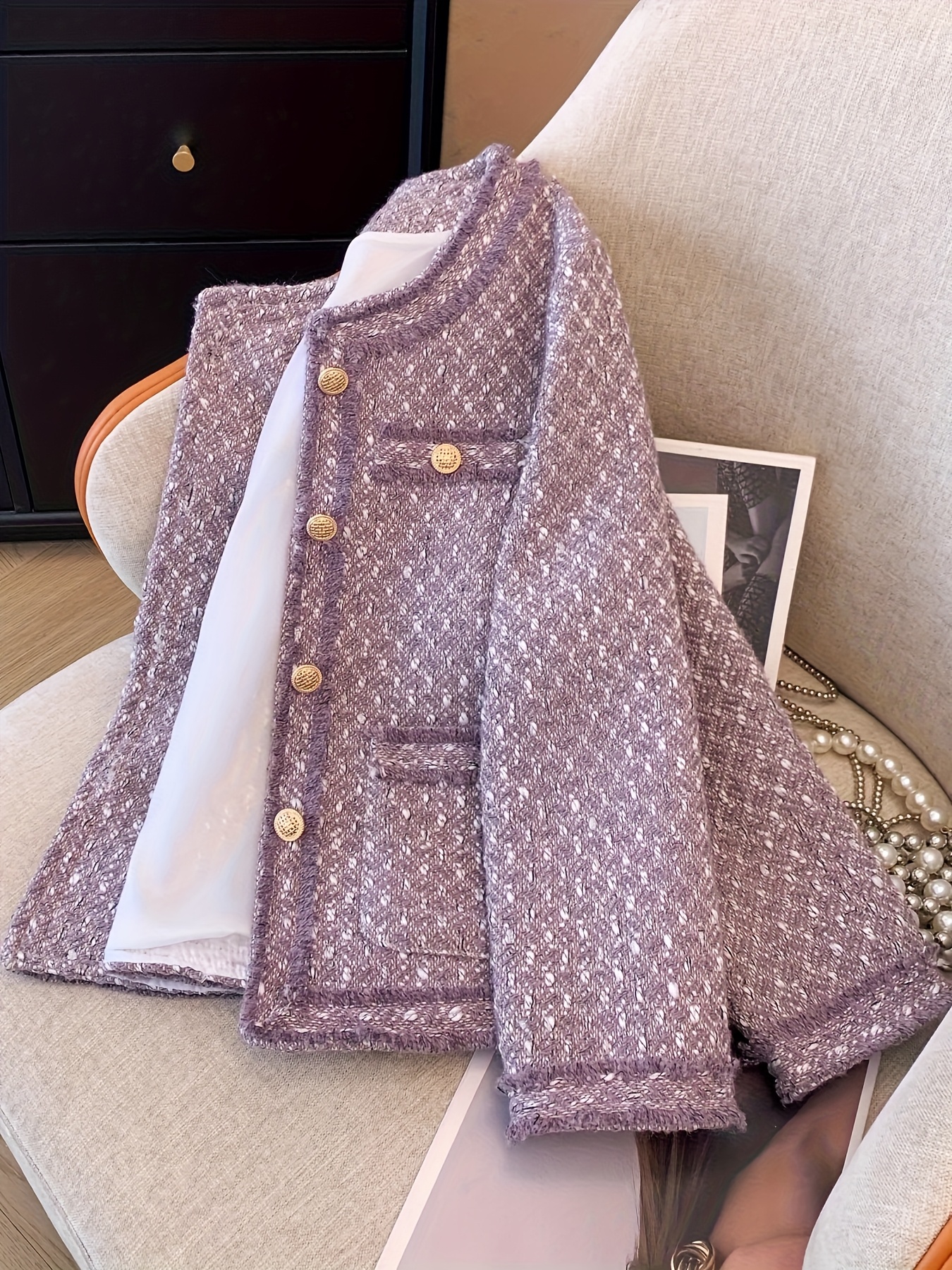 Elegante blaue Damenjacke Schicker Büro- und Party-Mantel, Knopfleiste,  strukturierte Passform für Herbst/Winter, professionelle lässige