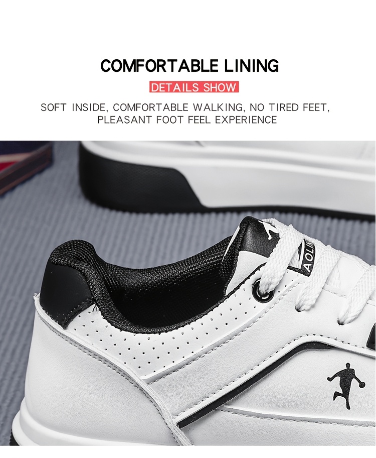 Trendy and Versatile Sports and Leisure Bread Board Shoes for Men | Autumn New Styles for Teenagers, Thick Soled Height Increasing White Shoes, Low Top, Fabric Upper, PVC Sole, Lace Closure, AOPLUS Brand