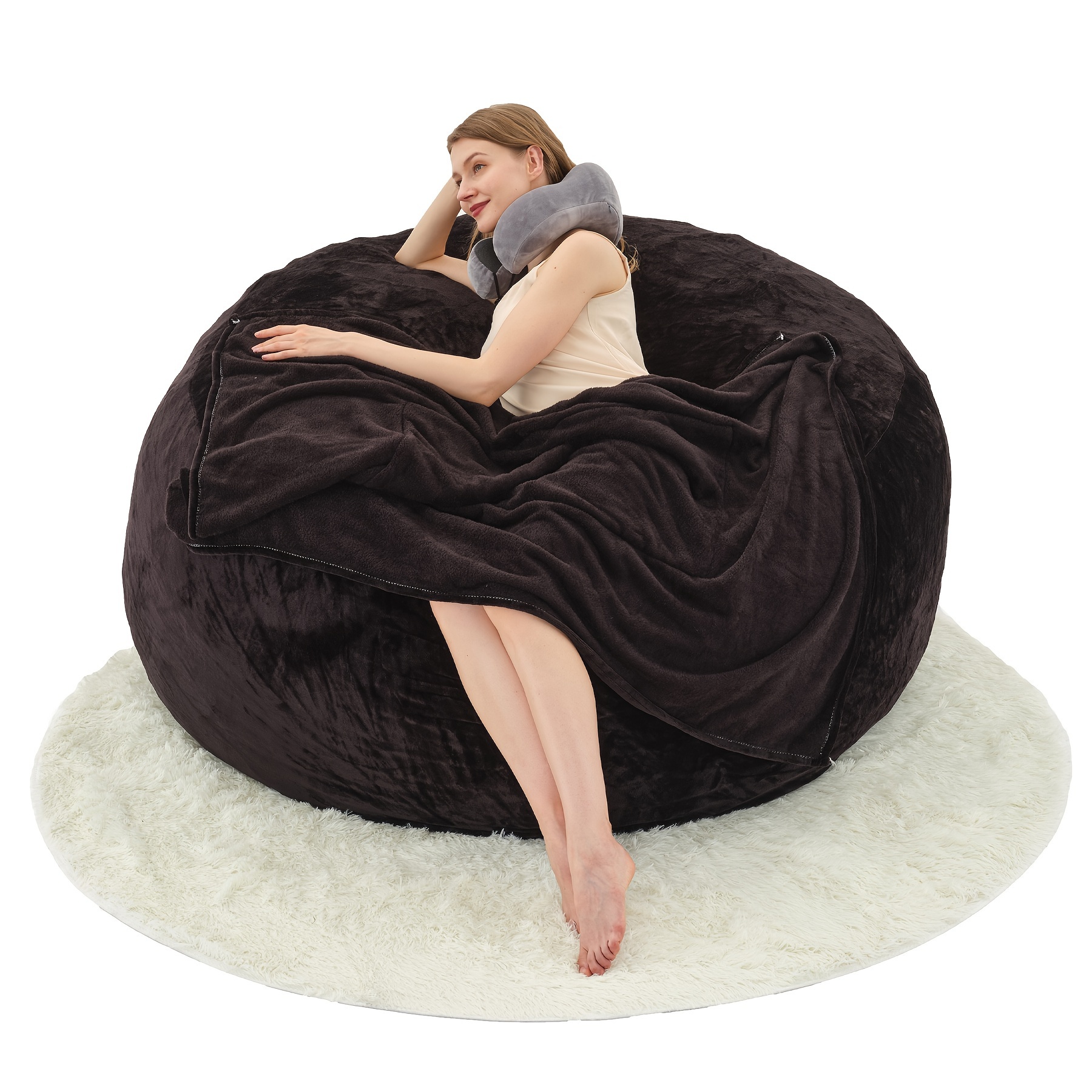 

Bean Bag Chair: 5' Memory Foam Furniture Bean Bag, Oversize Bean Bag Chair For Adults, Comfy Chair Bean Bag Couch Lounge Sofa Loveseat Furniture(5 Feet. )