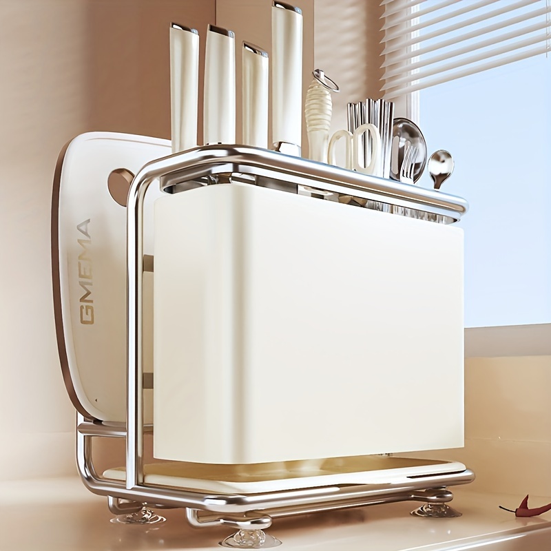 Knife organizer, multifunctional countertop kitchen storage rack, used for storing knives, cutting boards, forks, with drainage tray, durable and space saving kitchen storage design, Kitchen Knife Storage, Utensil Holder for Kitchen Counter, Kitchen Storage And Organization, Knife Organizer Rack, Kitchen Organizer, Countertop Organizer, Cutting Board Storage, Functional Storage, Compact Design, Longlasting Storage, Durable Construction, Knife Rack, Kitchen Caddy, Home Cooks,