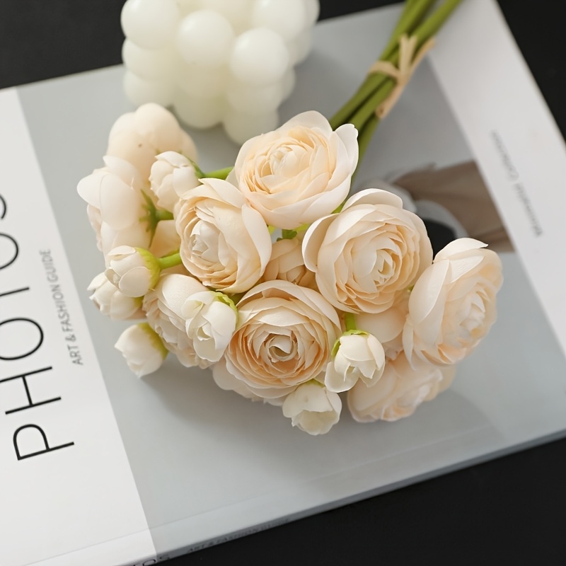 Image of 6pcs Ranunculus Artificial Flower Flowers Faux Bouquet For Wedding Engagement Centerpieces Arrangements Bridal Shower Decorations Home Decor, Christmas Decor, Halloween Decor