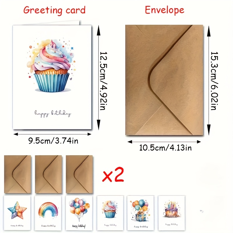 12 Watercolor Birthday Greeting Cards With Envelopes - Unique And Vibrant Designs Suitable For Everyone, Perfect For Birthdays, Celebrations, And Thank You Notes