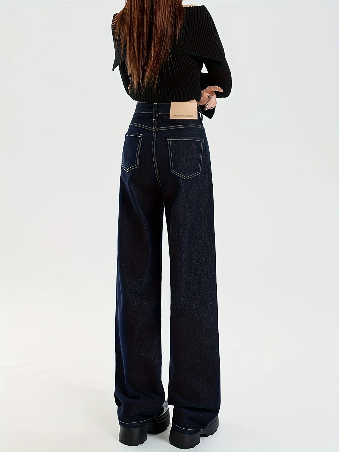 women's denim wide leg high waist jeans vintage Temu United Arab