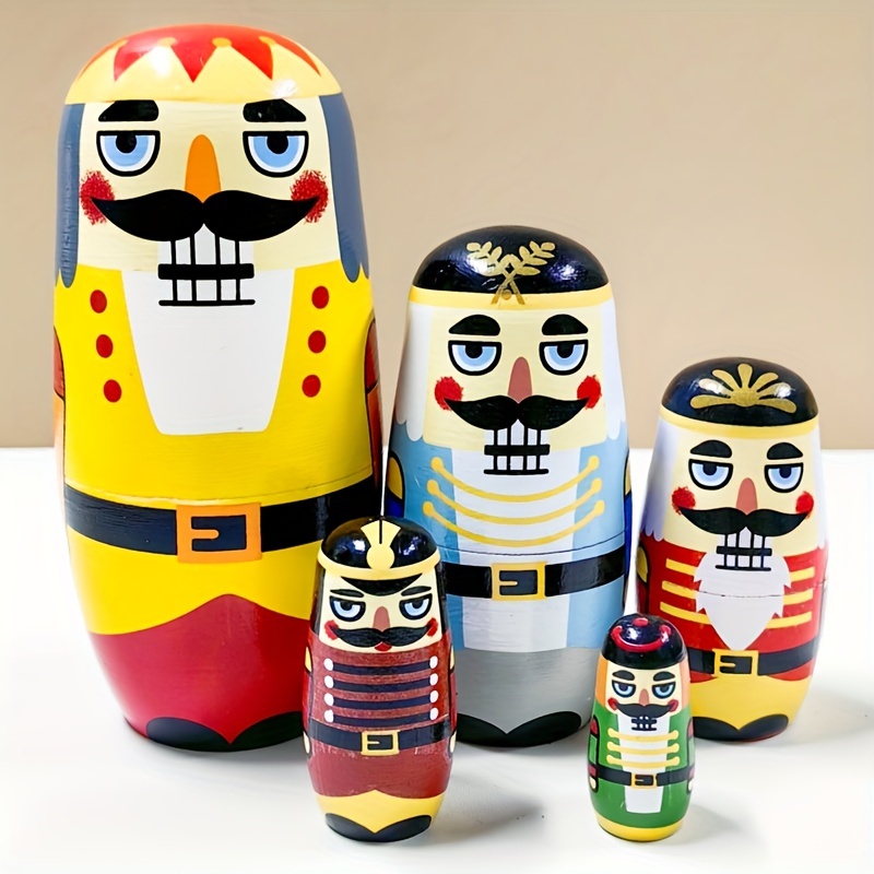 1set christmas five layer matryoshka doll russian matryoshka doll painted matryoshka doll birthday gift wooden craft matryoshka doll gift for children friends and family childrens toys friend gift living room study desk decoration