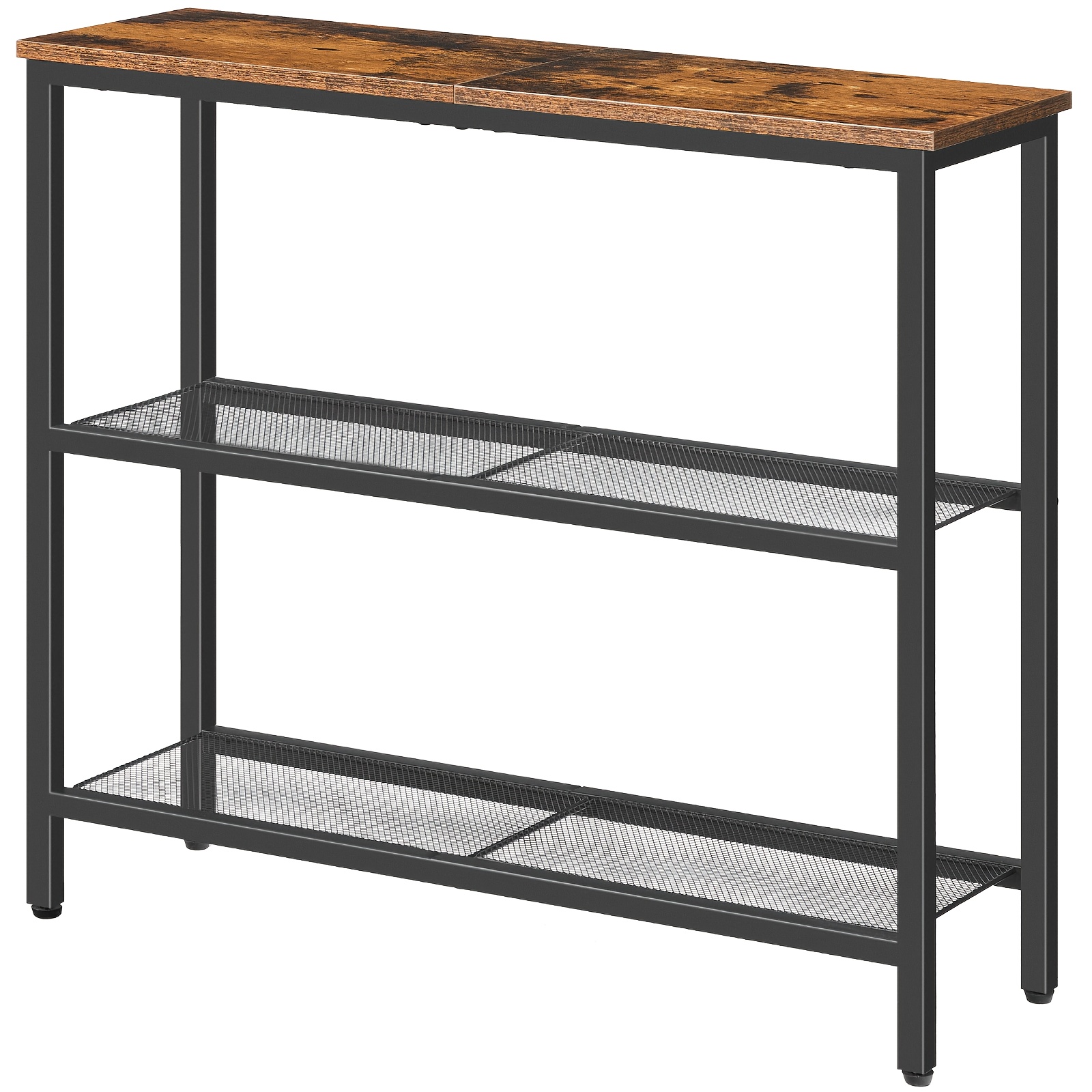 TEMU Entryway Console Table Featuring A Metal Frame, -tiered Small Side Table Suitable For The Living Room, Hallway, Or Office, In Rustic Brown And