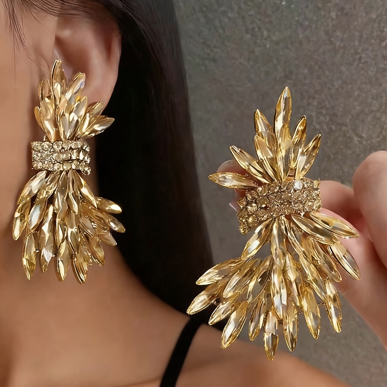 TEMU Exquisite Leaf Wedding Earrings, A Stylish And Elegant Jewelry Gift Suitable For Women
