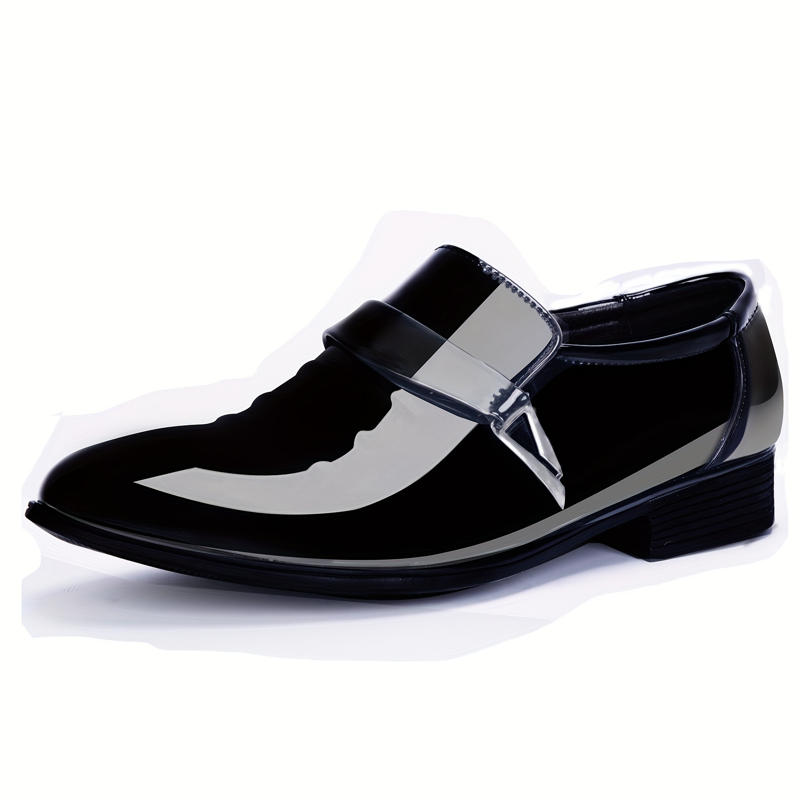 

Plus Size Men's Faux Patent Leather Upper Slip On Dress Shoes, Comfy Non Slip Durable Rubber Sole Formal Shoes, Men's Footwear