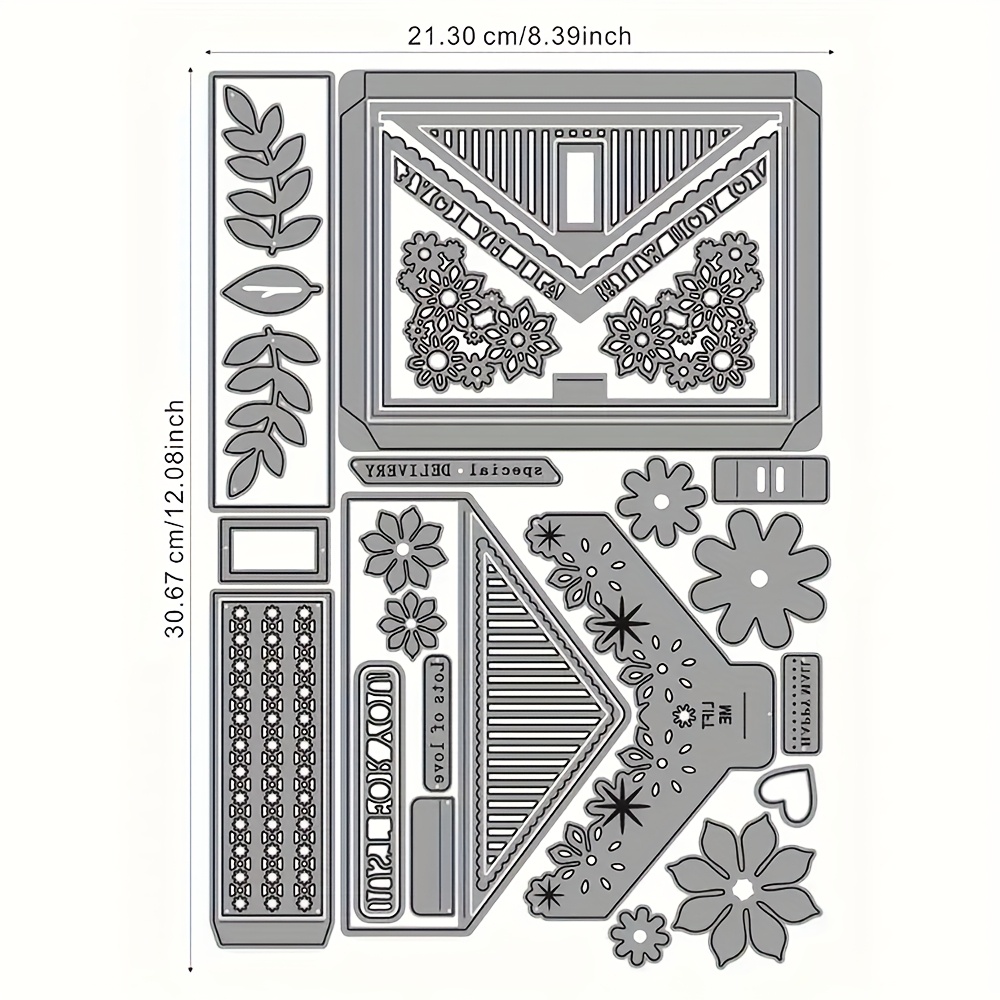 TEMU 1pc Envelope And Flowers Metal Cutting Mold, Suitable For Photo Album Production, Handicrafts, Diy Relief Templates, Handmade Cards, And Gift