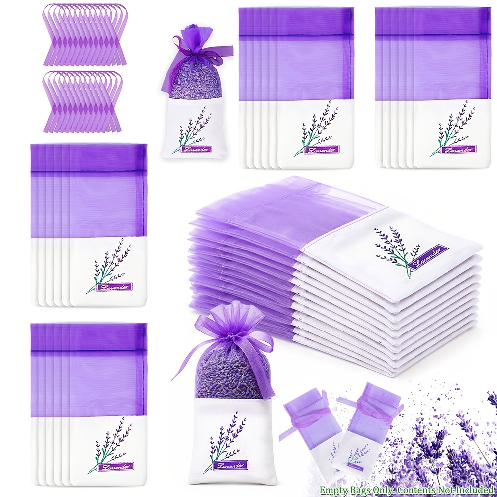 TEMU Lot de 40 sachets violets vides à cordon, pochettes en filet pour , épices et herbes, sacs de rangement réutilisables pour cadeaux, penderie et