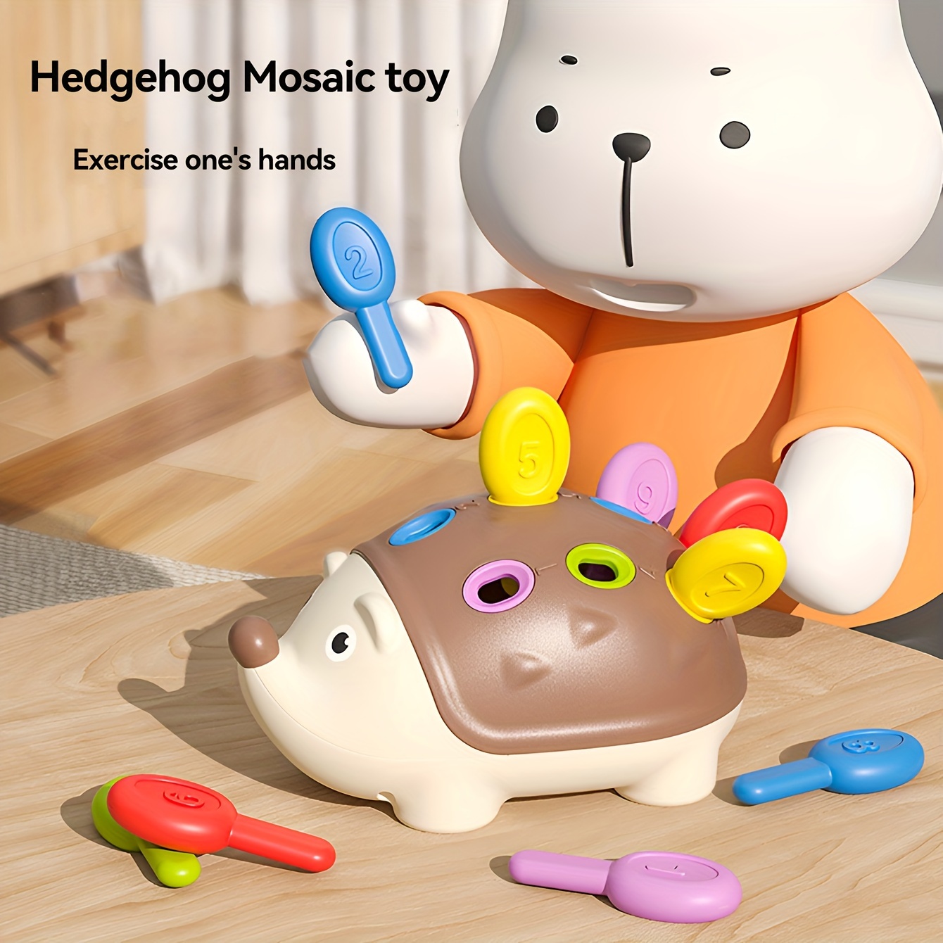 

1pc Children's Little Hedgehog Puzzle Early Education Toys, Color Cognition Number Matching Storage Safety Material Abs Splicing Finding And Finding Fun Cartoon Toys