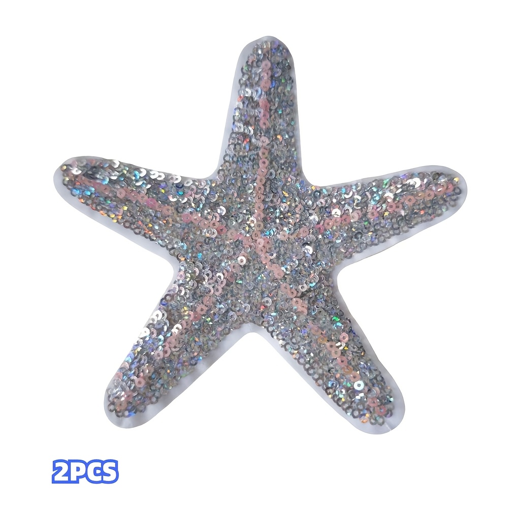 TEMU 2pcs Glitter Colored Cartoon Starfish Ironing Hat Box Packaging Additions Clothing Additions Patch Stickers