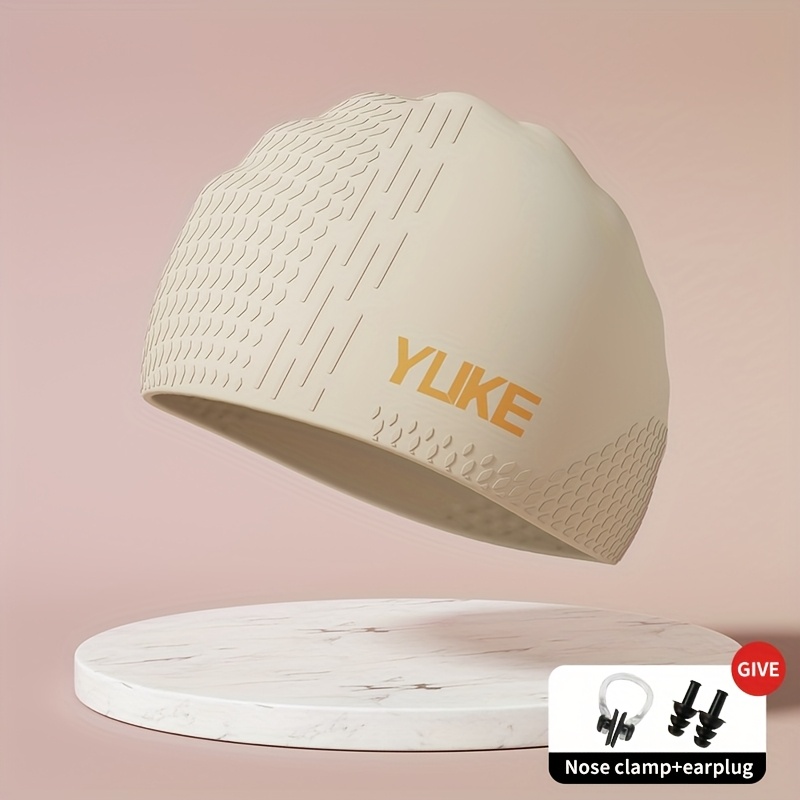 Waterproof Silicone Swim Cap for Adults Comfortable, Non-Slip Hair  Protection, Beige/White, Pink, Light Brown Earplugs Nose Clip Long 