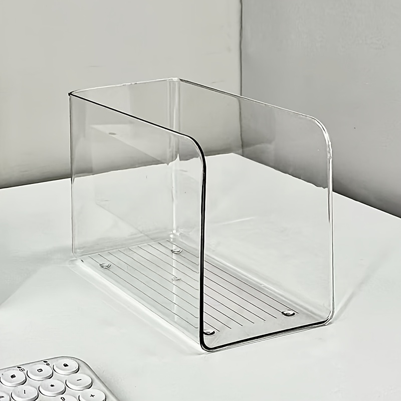TEMU 1pc Transparent File Storage Box And Acrylic Desktop Bookshelf, Used For Organizing Books And Office Supplies On The Desktop, Plastic Magazine