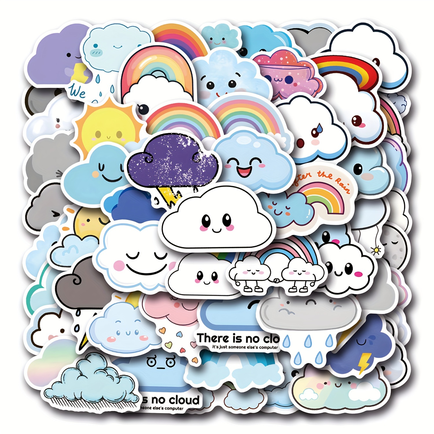 Cute Cartoon Cloud Vinyl Stickers Reusable Decals Laptops - Temu