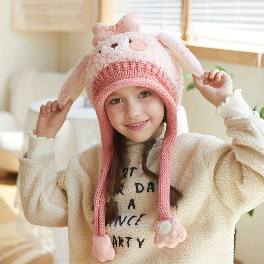 

1pc Autumn And Winter Boys And Girls Warm Plus Fleece Ear Protection Hat, Windproof Thickened Plush Hat, Suitable For Outdoor , Daily Travel