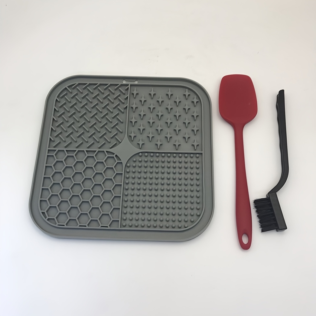 TEMU 3-pack Silicone Dog Lick Feeder Mat Set, Slow Feeder For Large And Small Dogs, Anxiety , Ideal For Training, Pet Butter & Peanut Butter Feeding
