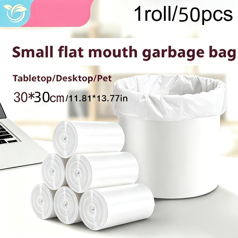 TEMU 1 Rouleau/50 Mini Sacs Poubelle à Fond Plat 11,81x11,81 Pouces - Sacs Poubelle -fuite Détachables, Adaptés pour Bureau, Voiture et des Déchets