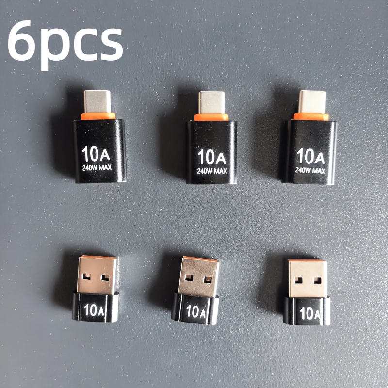 TEMU 3pcs Type-c To Usb Adapters And 3pcs Usb To Type-c Adapters, 10a Fast Charging. Suitable For Data Transfer, Flash Disk Reading, And Charging Of