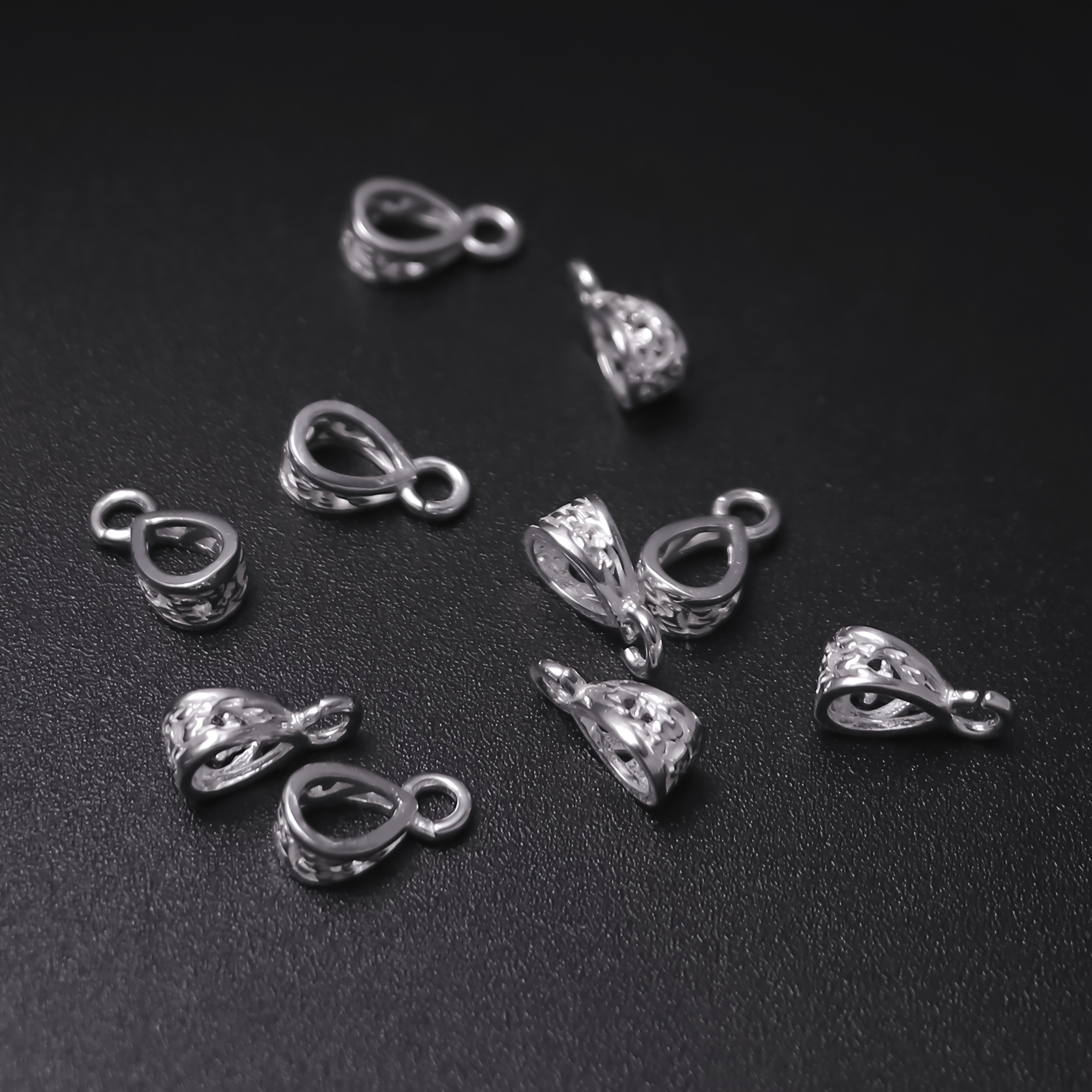 

10pcs S925 Sterling Silvery Hollow Clasp Pendant Charms, Making Supplies For Necklace And Bracelet Crafting, Accessories