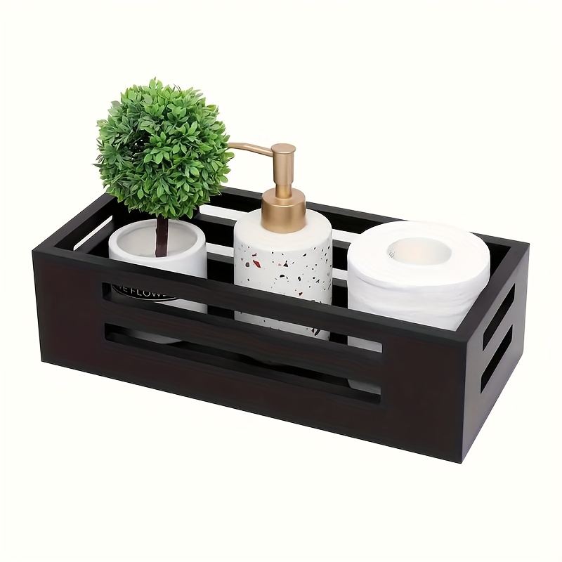 Image of Square Wooden Bathroom Decoration Box - Multifunctional Non-waterproof Storage Basket With Suitable For Toilet Top, Paper Storage And Vanity Finishing, Shelf Baskets