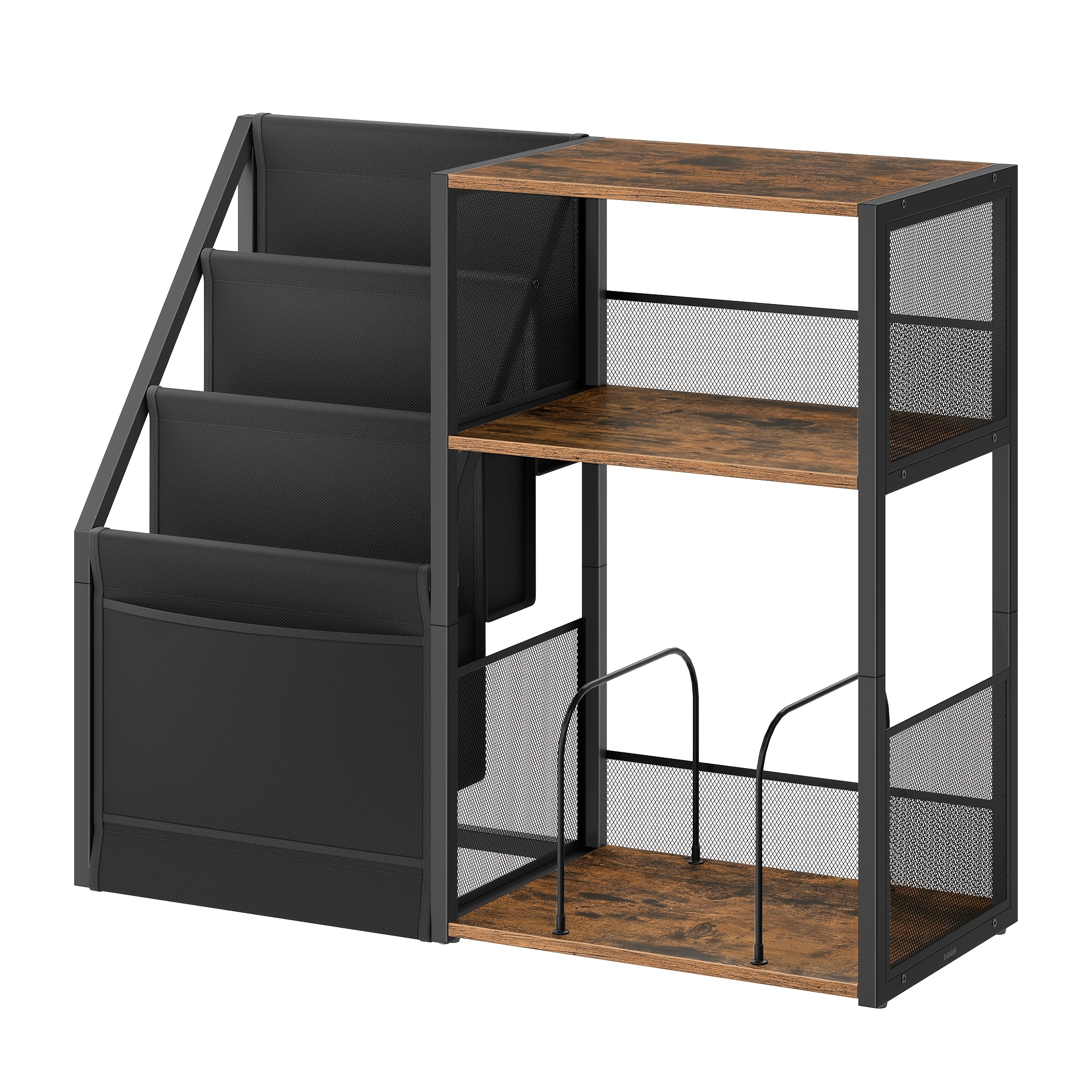 Record Player Stand, 3-tier Side Table, Vinyl Record Storage Up To 100 Albums, End Table For Living Room, Bedroom, Rustic Brown And Matte Black, 30 X 81 X 69cm