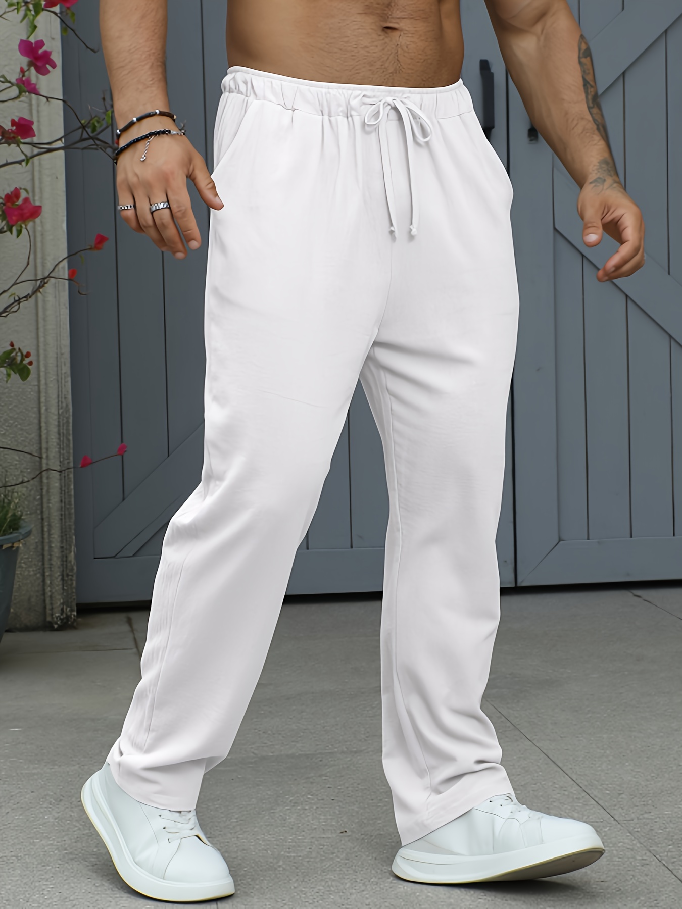 men's lightweight breathable cotton blend joggers casual Temu - Main Image