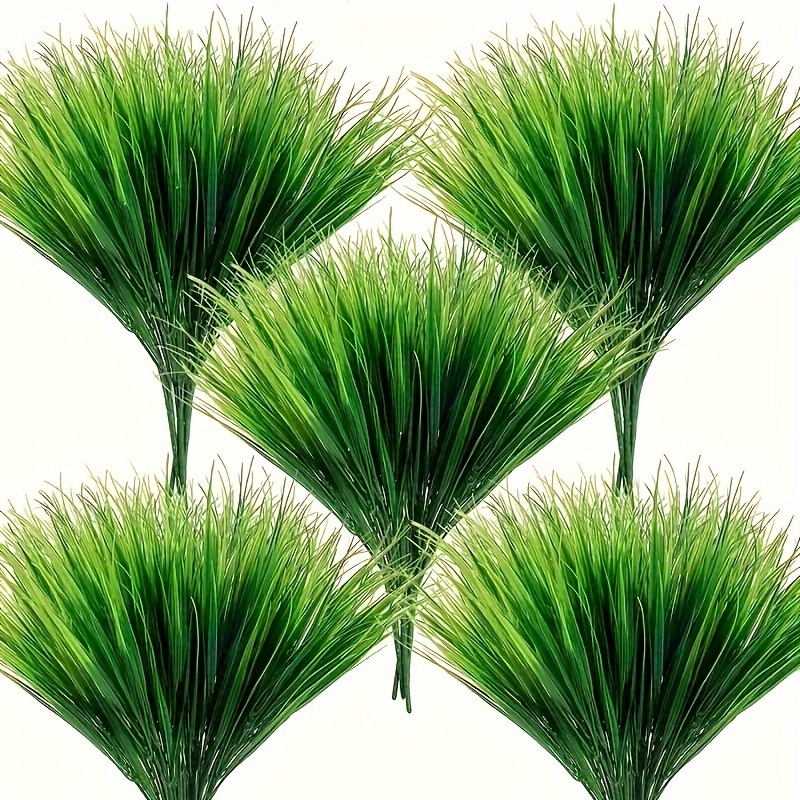 

8pcs Artificial Grasses, Simulated Green Plants, Fake Grass, 7-pronged Plastic Flowers, Spring Grass, Plant Walls, Green Plant Decorations, Partition And Garden Decoration, Room Decor, Home Decor